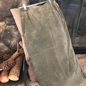 Leather suede skirt, size 8/10, olive green
